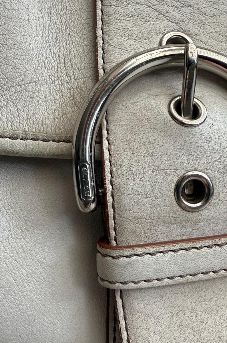 COACH Vintage Large Soho Buckle Shoulder Bag β Off White Leather (Style 9248) π