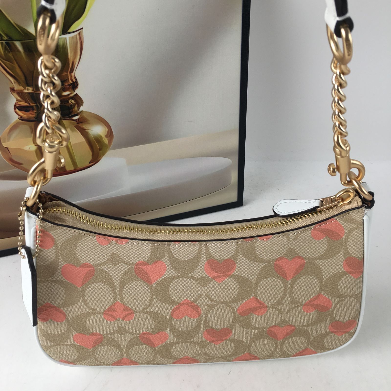 COACH Teri Heart Print Shoulder Crossbody Bag ā Signature Canvas, Black, CP190 ā¤ļøš