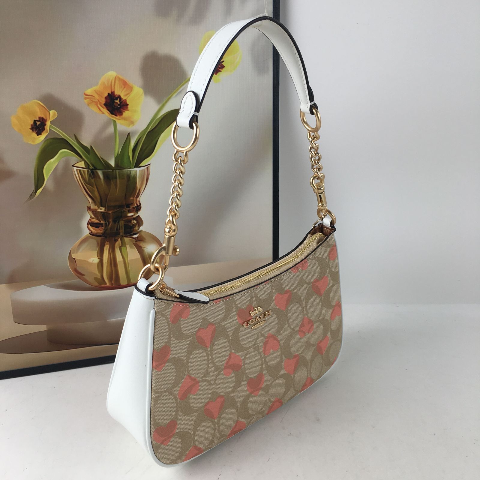 COACH Teri Heart Print Shoulder Crossbody Bag ā Signature Canvas, Black, CP190 ā¤ļøš