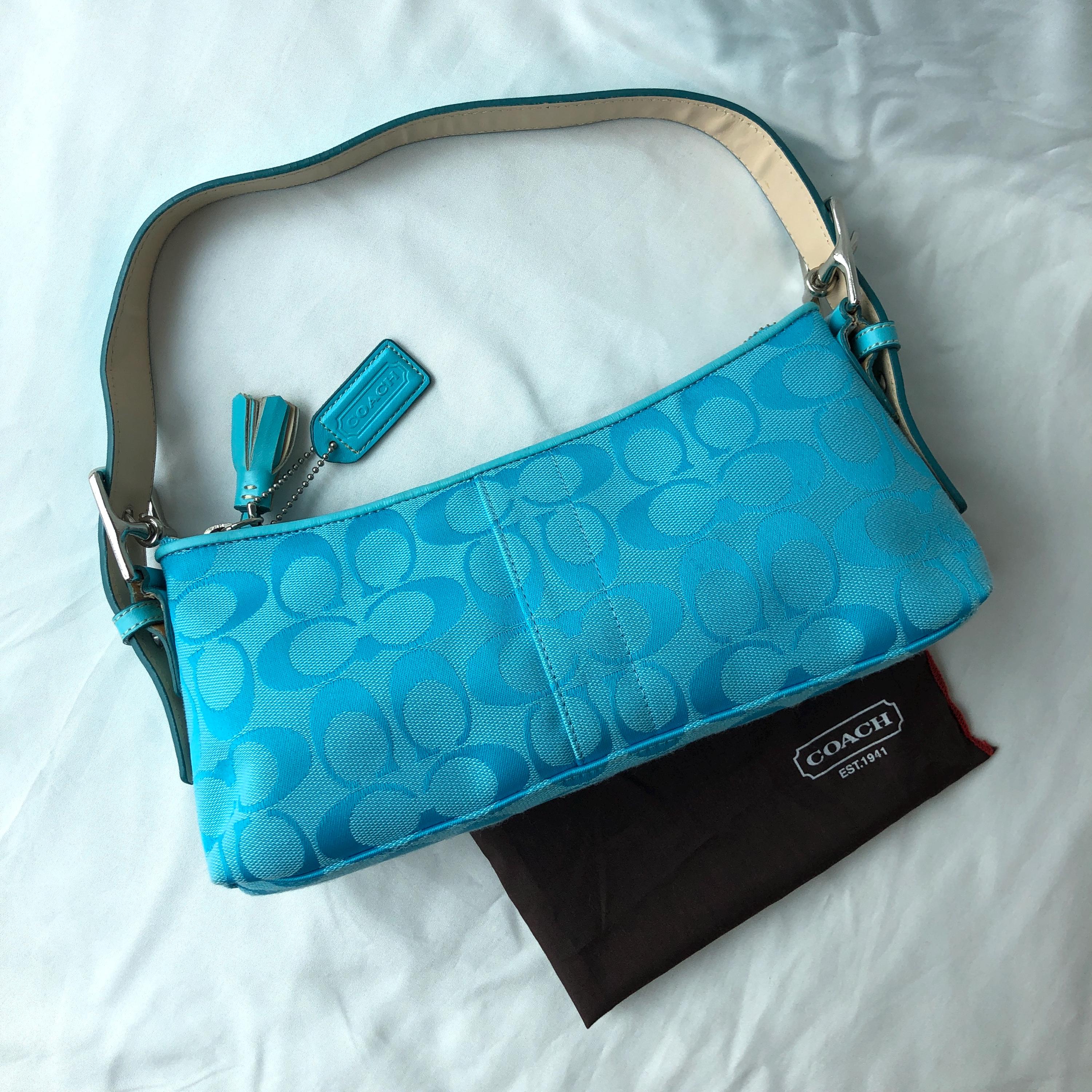 Vintage Coach 6371 Blue Demi East West Shoulder Bag β 2004 Y2K ππ