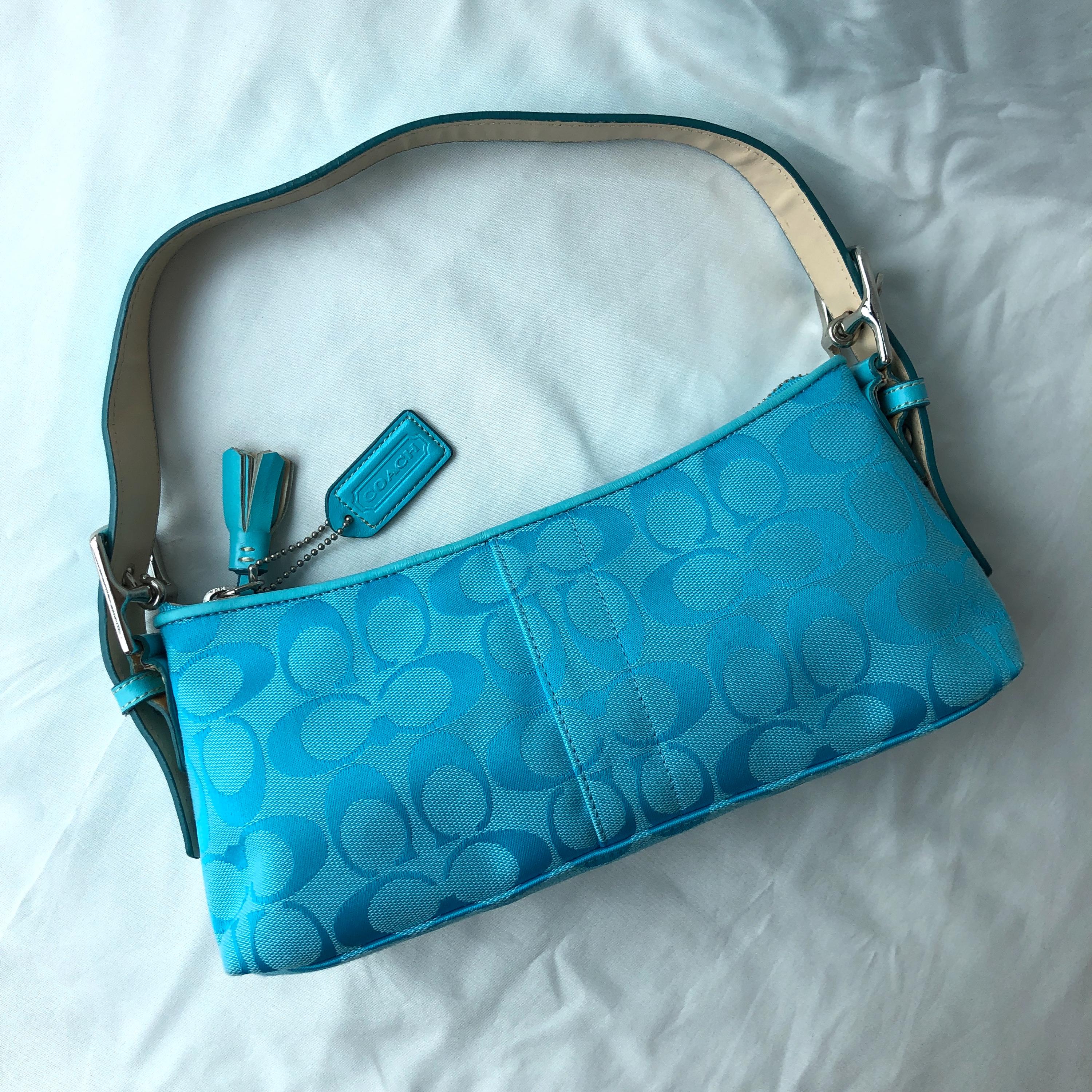 Vintage Coach 6371 Blue Demi East West Shoulder Bag β 2004 Y2K ππ