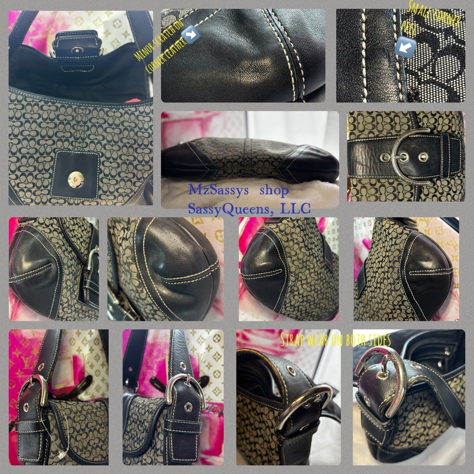 Vintage Coach Mini Soho Buckle Bag β Black/Grey π€