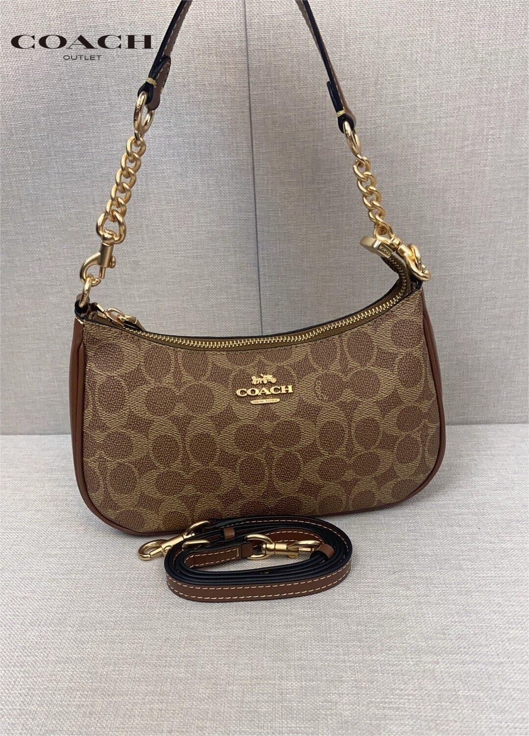 COACH Teri Shoulder Bag β Signature Canvas Brown π€ (NEW!)