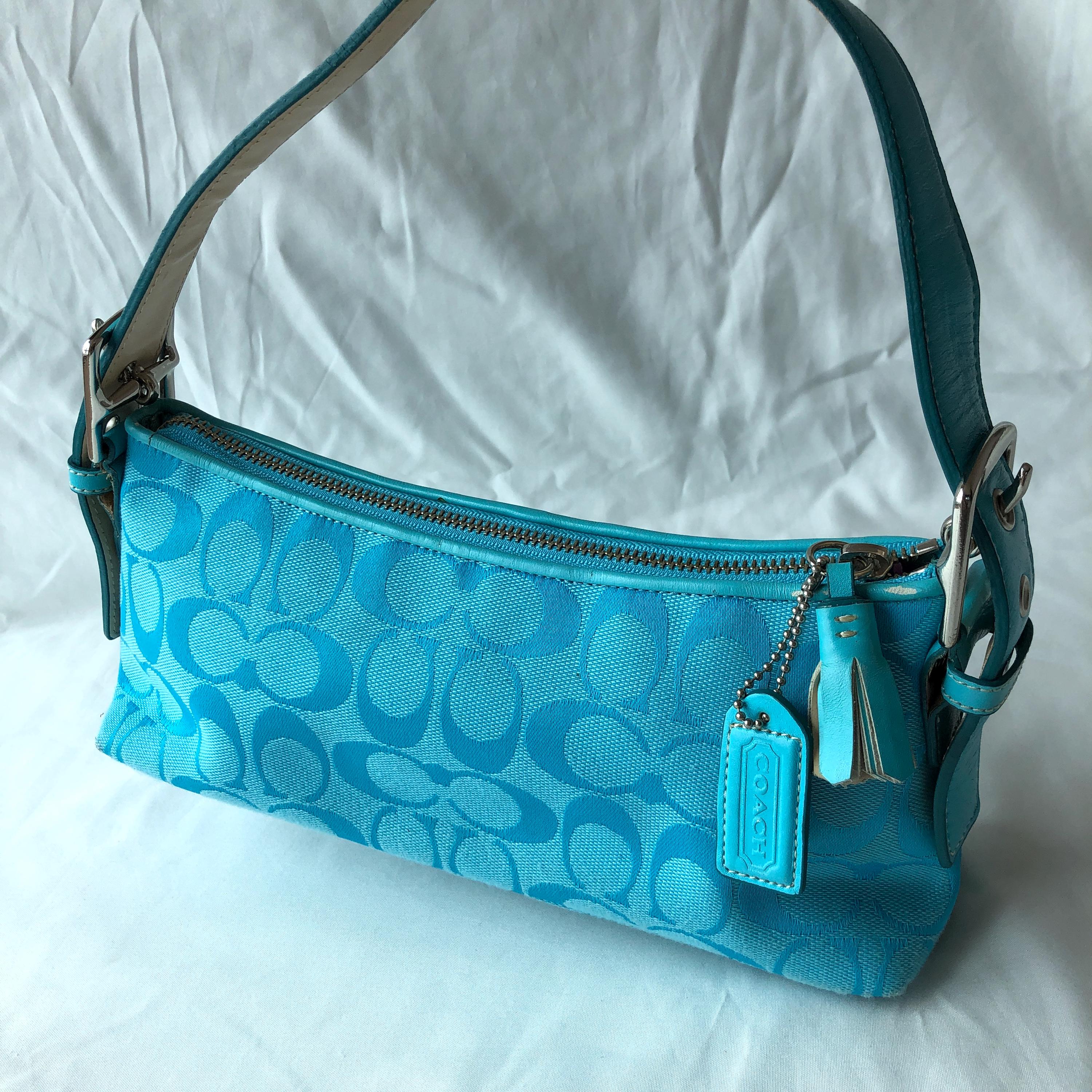 Vintage Coach 6371 Blue Demi East West Shoulder Bag β 2004 Y2K ππ