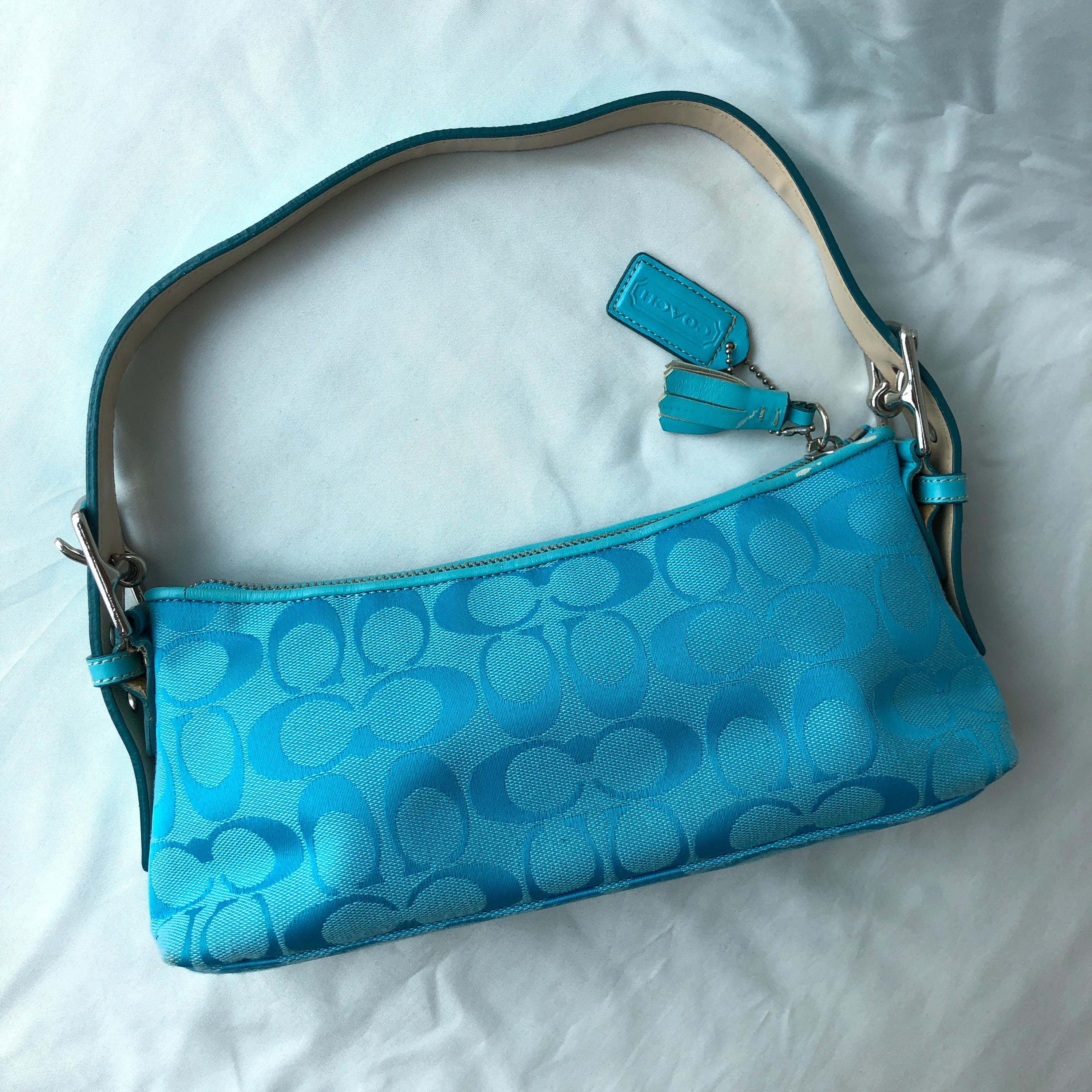 Vintage Coach 6371 Blue Demi East West Shoulder Bag β 2004 Y2K ππ